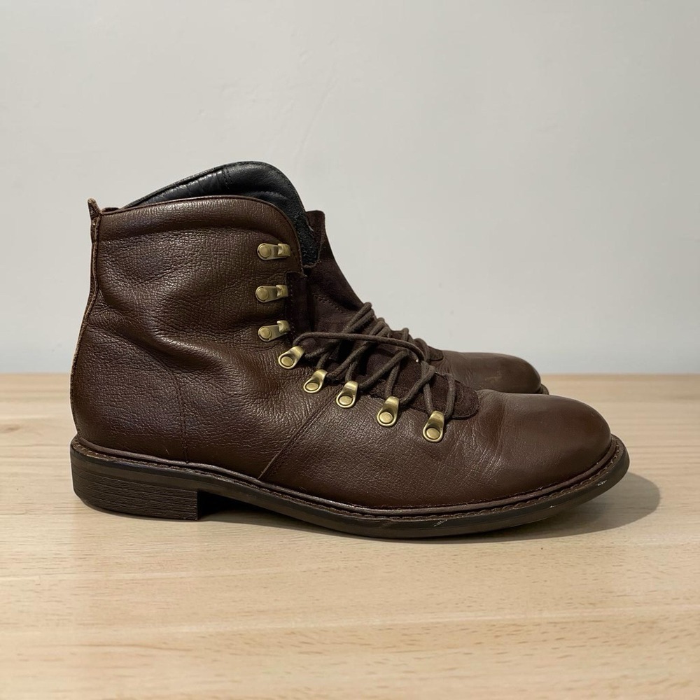 Cole Haan Ankle Boots Size 10.5M Brown Leather Lace Up Hiking Rugged Workwear
